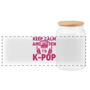 Restez calme et écoutez la musique coréenne K-Pop - Boîte à biscuits avec couvercle en bois - blanc - Devant