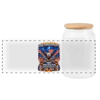 250. American Independence Eagle - Panorama Keksdose mit Holzdeckel - Weiß - Vorne