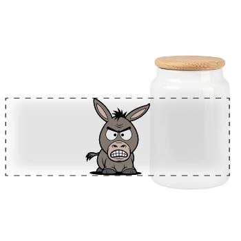 Angry Donkey Cartoon - Panoramic Cookie Jar with Wooden Lid - white - Front