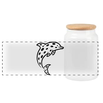 Delfin - Panorama Keksdose mit Holzdeckel - Weiß - Vorne