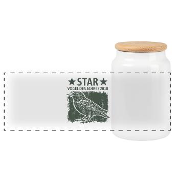 Star | Bird of the Year 2018 - Panoramic Cookie Jar with Wooden Lid - white - Front