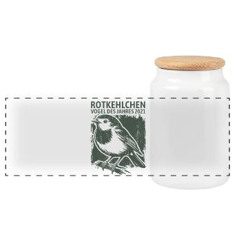 Oiseau Merle de l’année 2021 - Boîte à biscuits avec couvercle en bois - blanc - Devant