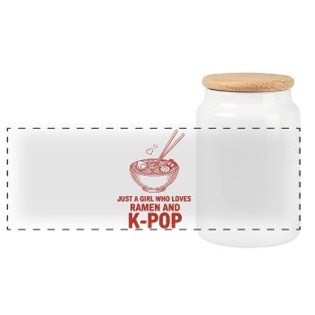 Juste une fille qui adore les ramen et la musique coréenne K-pop - Boîte à biscuits avec couvercle en bois - blanc - Devant