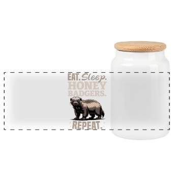 Funny Honey Badger - Panorama Keksdose mit Holzdeckel - Weiß - Vorne