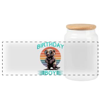 Funny Honey Badger - Panorama Keksdose mit Holzdeckel - Weiß - Vorne