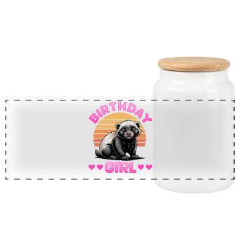 Blaireau drôle - Boîte à biscuits avec couvercle en bois - blanc - Devant