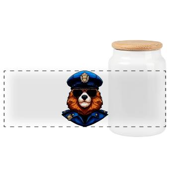 Murmeltiere Polizei / Polizistin Murmeltier - Panorama Keksdose mit Holzdeckel - Weiß - Vorne