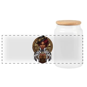 Steam Punk Schöne Frauen Steampunk - Panorama Keksdose mit Holzdeckel - Weiß - Vorne