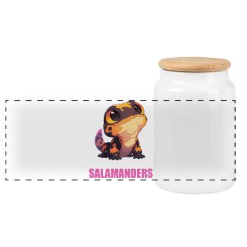 Salamandre de feu Salamandre - Boîte à biscuits avec couvercle en bois - blanc - Devant