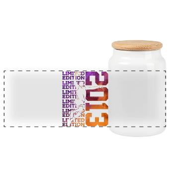 LIMITED EDITION 2013 BASKETBALL 13TH BIRTHDAY - Panoramic Cookie Jar with Wooden Lid - white - Front
