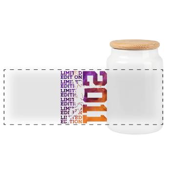 LIMITED EDITION 2011 BASKETBALL 15. GEBURTSTAG - Panorama Keksdose mit Holzdeckel - Weiß - Vorne