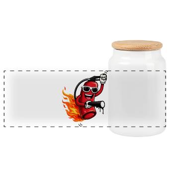 Un extincteur cool avec des flammes - Boîte à biscuits avec couvercle en bois - blanc - Devant