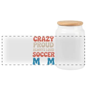 Football Sayings Mom Funny Football Gift - Panoramic Cookie Jar with Wooden Lid - white - Front