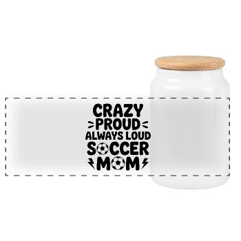 Football Sayings Mom Funny Football Gift - Panoramic Cookie Jar with Wooden Lid - white - Front
