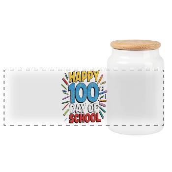 Conception du Jubilé du Centième Jour de l’École - Boîte à biscuits avec couvercle en bois - blanc - Devant