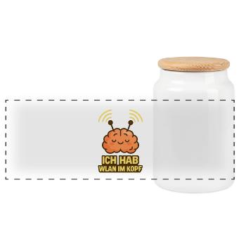 Free Wifi - Freies WLAN - Panorama Keksdose mit Holzdeckel - Weiß - Vorne