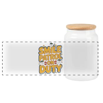 Pediatric Dentist Smile Patrol On Duty Dentistry - Panoramic Cookie Jar with Wooden Lid - white - Front