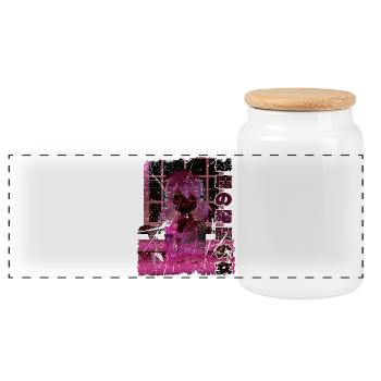 Vaporwave Anime Vintage Aesthetic - Panoramic Cookie Jar with Wooden Lid - white - Front