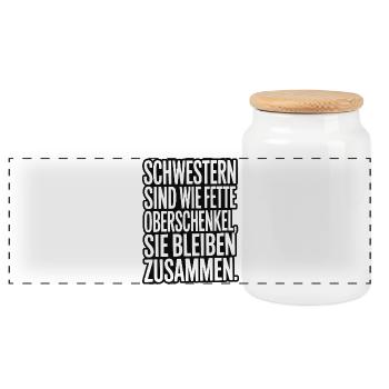 Les sœurs aiment les cuisses épaisses - Boîte à biscuits avec couvercle en bois - blanc - Devant