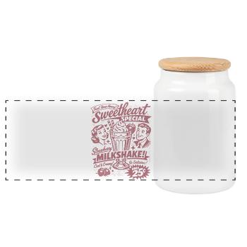 Erdbeer Milchshake 50er Jahre Retro Design - Panorama Keksdose mit Holzdeckel - Weiß - Vorne