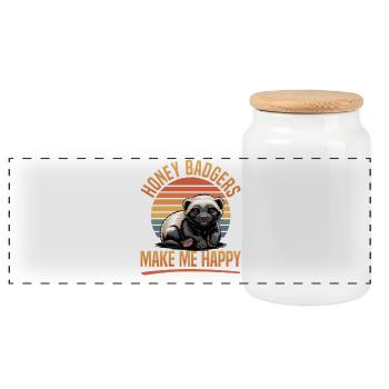 Funny Honey Badger - Panorama Keksdose mit Holzdeckel - Weiß - Vorne