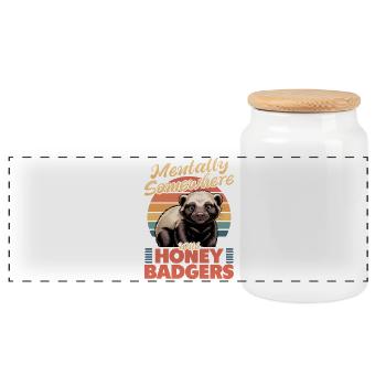 Funny Honey Badger - Panorama Keksdose mit Holzdeckel - Weiß - Vorne