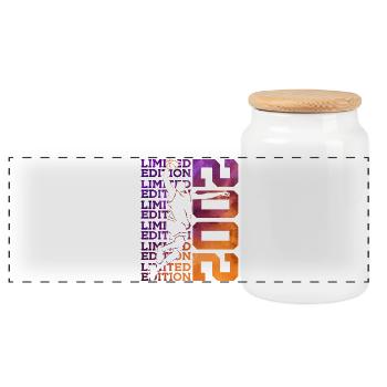 LIMITED EDITION 2002 BASKETBALL 24TH BIRTHDAY - Panoramic Cookie Jar with Wooden Lid - white - Front