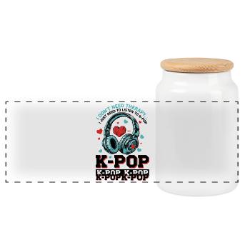 Je n’ai pas besoin de thérapie, j’ai juste besoin d’écouter de la K-pop - Boîte à biscuits avec couvercle en bois - blanc - Devant