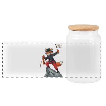 Hiking Mountains Trekking Hikers Outdoor Nature Forest - Panoramic Cookie Jar with Wooden Lid - white - Front