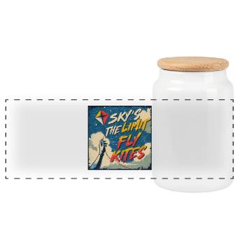 Drachen Drachensteigen - Panorama Keksdose mit Holzdeckel - Weiß - Vorne