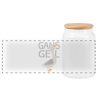 Goose horny – Funny goose pun - Panoramic Cookie Jar with Wooden Lid - white - Front