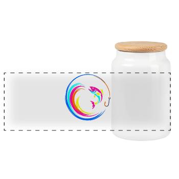 Fish Fish Hook - Panoramic Cookie Jar with Wooden Lid - white - Front