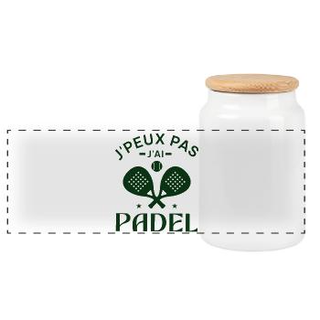 Je peux pas j ai padel - Boîte à biscuits avec couvercle en bois - blanc - Devant