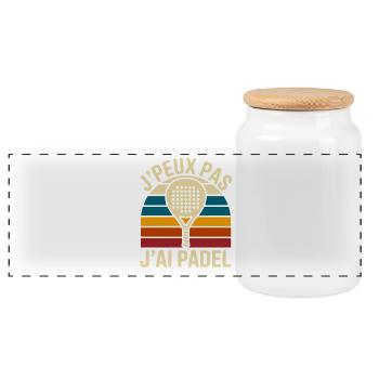Ich kann keinen Padel haben – retro Regenbogen-Vibe - Panorama Keksdose mit Holzdeckel - Weiß - Vorne
