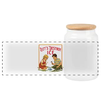 Let’s Destroy Immigration Justice Pro Human Ri - Panoramic Cookie Jar with Wooden Lid - white - Front