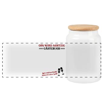 GRANDPA TURNS EIGHTH GRANDFATHER 80th birthday Grandpa Dad - Panoramic Cookie Jar with Wooden Lid - white - Front