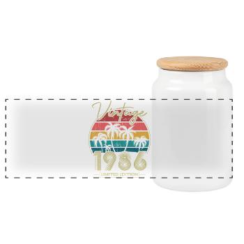 Vintage 1986 Jahrgang Geburtstagsgeschenk - Panorama Keksdose mit Holzdeckel - Weiß - Vorne