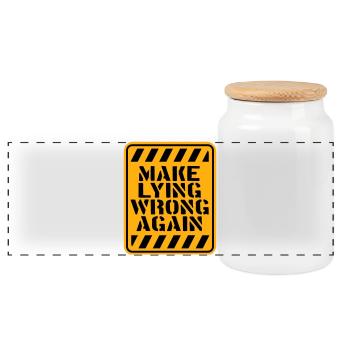 Make Lying Wrong Again Politisches Statement Logo - Panorama Keksdose mit Holzdeckel - Weiß - Vorne