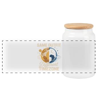 Citation du voyageur : même tenue, fuseau horaire différent - Boîte à biscuits avec couvercle en bois - blanc - Devant