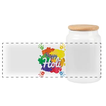 Frohes Holi-Fest Indisches Hindu-Holi-Fest - Panorama Keksdose mit Holzdeckel - Weiß - Vorne