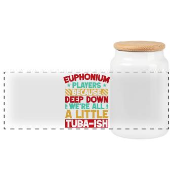 Euphonium We´re All A Little Tuba-Ish Baritone - Panorama Keksdose mit Holzdeckel - Weiß - Vorne