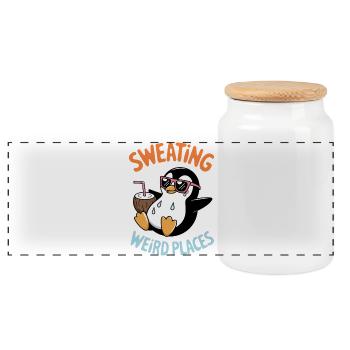 Sweating Sayings Funny Sweating Gift - Panoramic Cookie Jar with Wooden Lid - white - Front