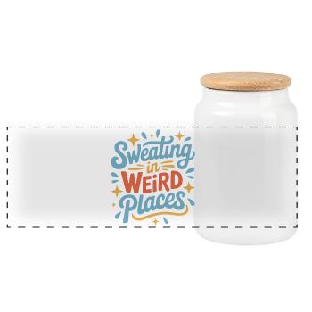 Sweating Sayings Funny Sweating Gift - Panoramic Cookie Jar with Wooden Lid - white - Front