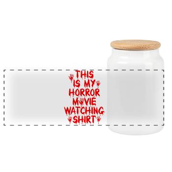 Scary Horror Movie Fans Halloween Horror Movie - Panoramic Cookie Jar with Wooden Lid - white - Front
