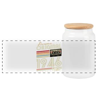 Original 1946 Jahrgang geboren Retro Geburtstag - Panorama Keksdose mit Holzdeckel - Weiß - Vorne