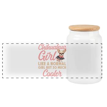 Chihuahua Chihuahueño Girl - Panoramic Cookie Jar with Wooden Lid - white - Front
