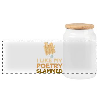 Poetry Slammed - Panorama Keksdose mit Holzdeckel - Weiß - Vorne