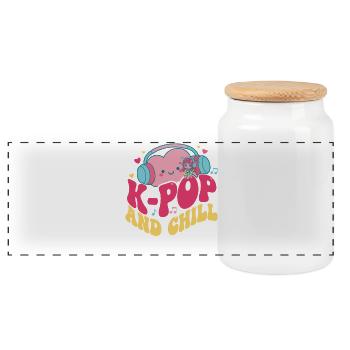 K-Pop UND CHILL Niedliche koreanische Musik, die Kpop-Fans lieben - Panorama Keksdose mit Holzdeckel - Weiß - Vorne