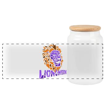 Safari Afrika serengeti wildlife halloween Löwe - Panorama Keksdose mit Holzdeckel - Weiß - Vorne
