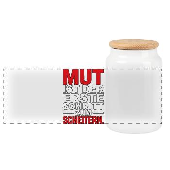 Courage is the first step to failure - Panoramic Cookie Jar with Wooden Lid - white - Front